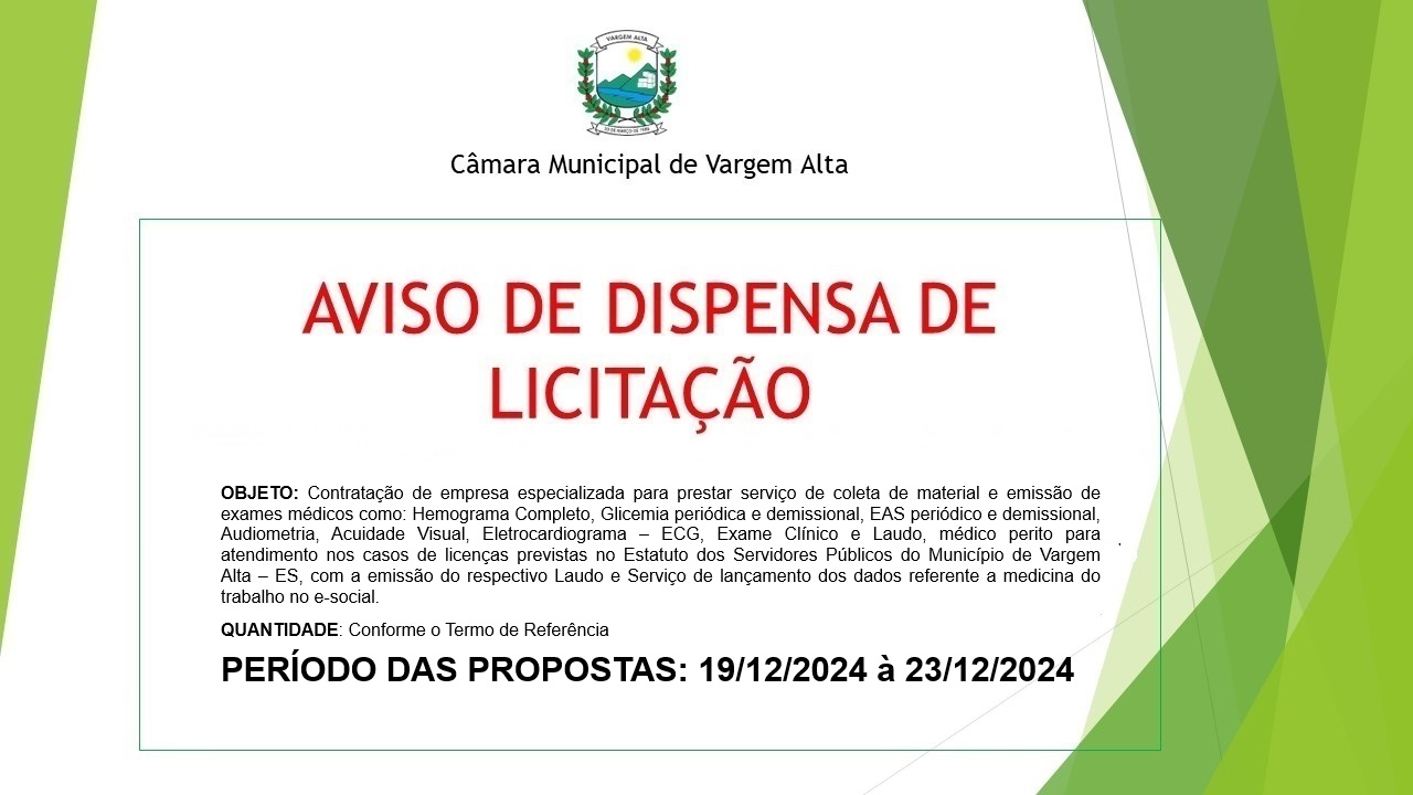 AVISO DE DISPENSA 0015/2024 